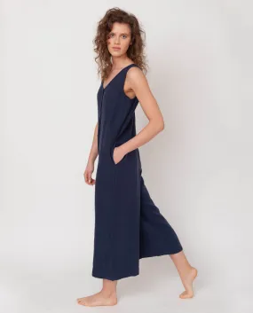 Gianna Linen Jumpsuit In Midnight