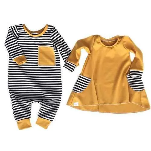 Girls Boys Sister Match Outfits Romper Dresses