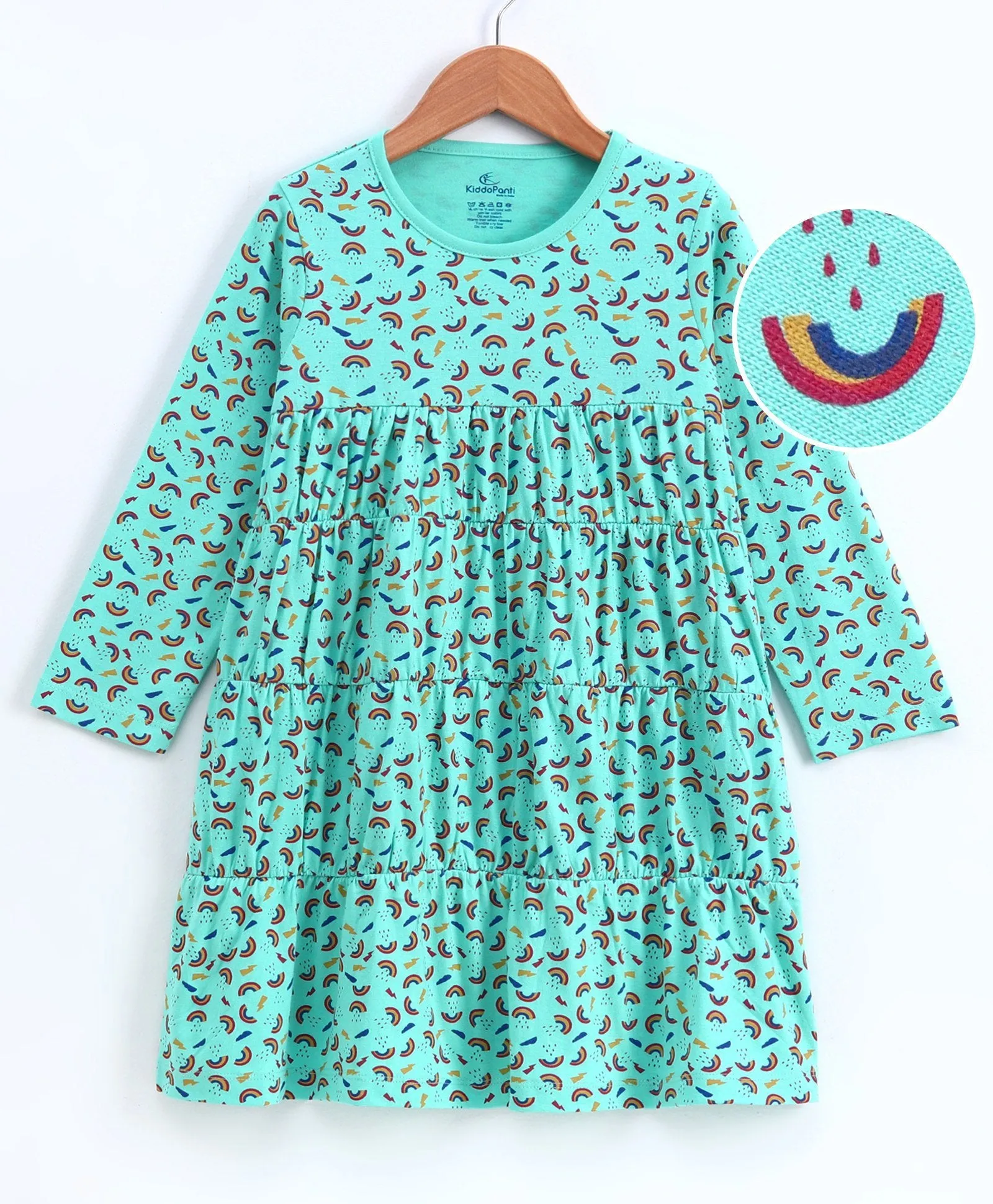 Girls Cotton Full Sleeves Jersey Dress printed