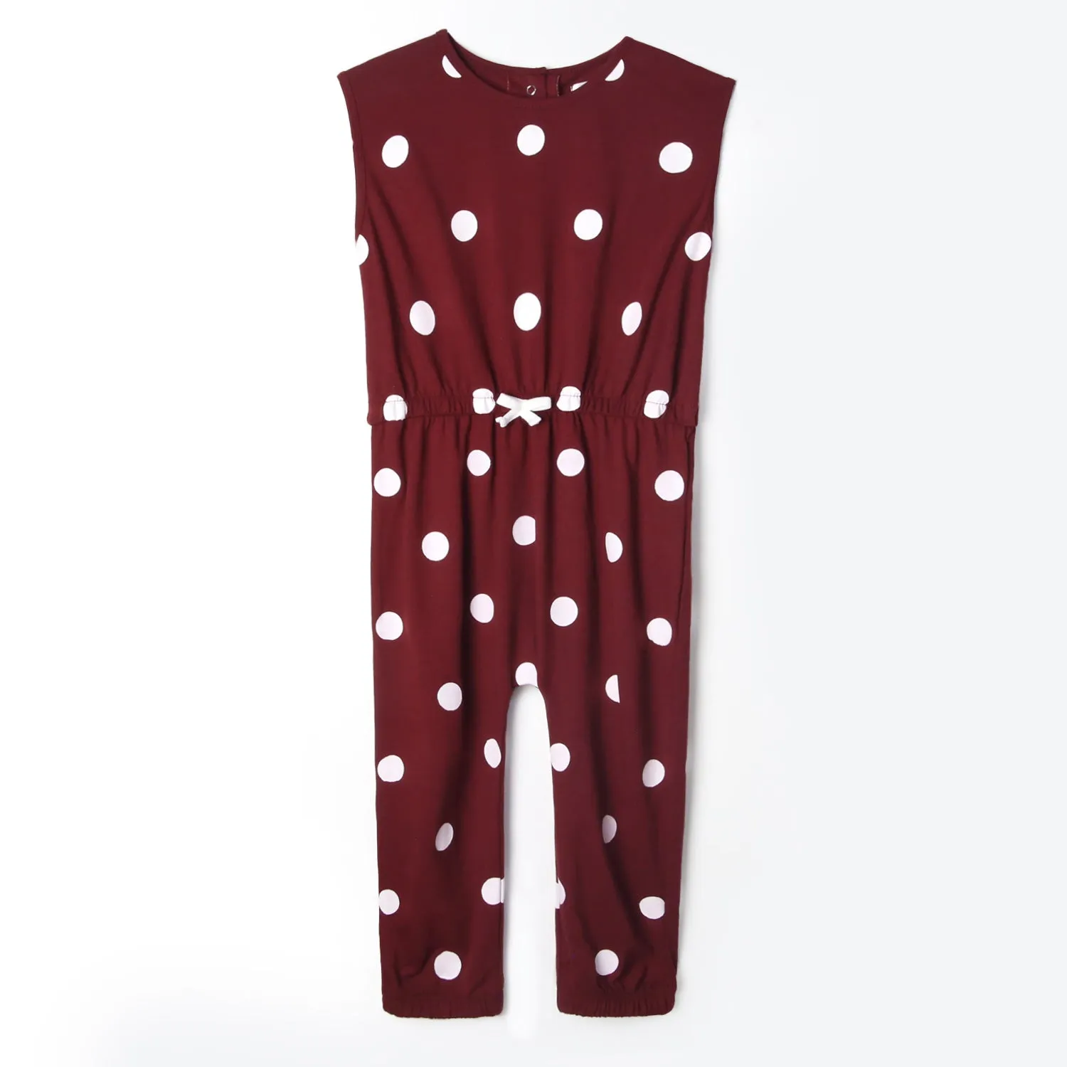 Girls Fashion All Over Polka Dots Printed Soft Cotton Jumpsuit