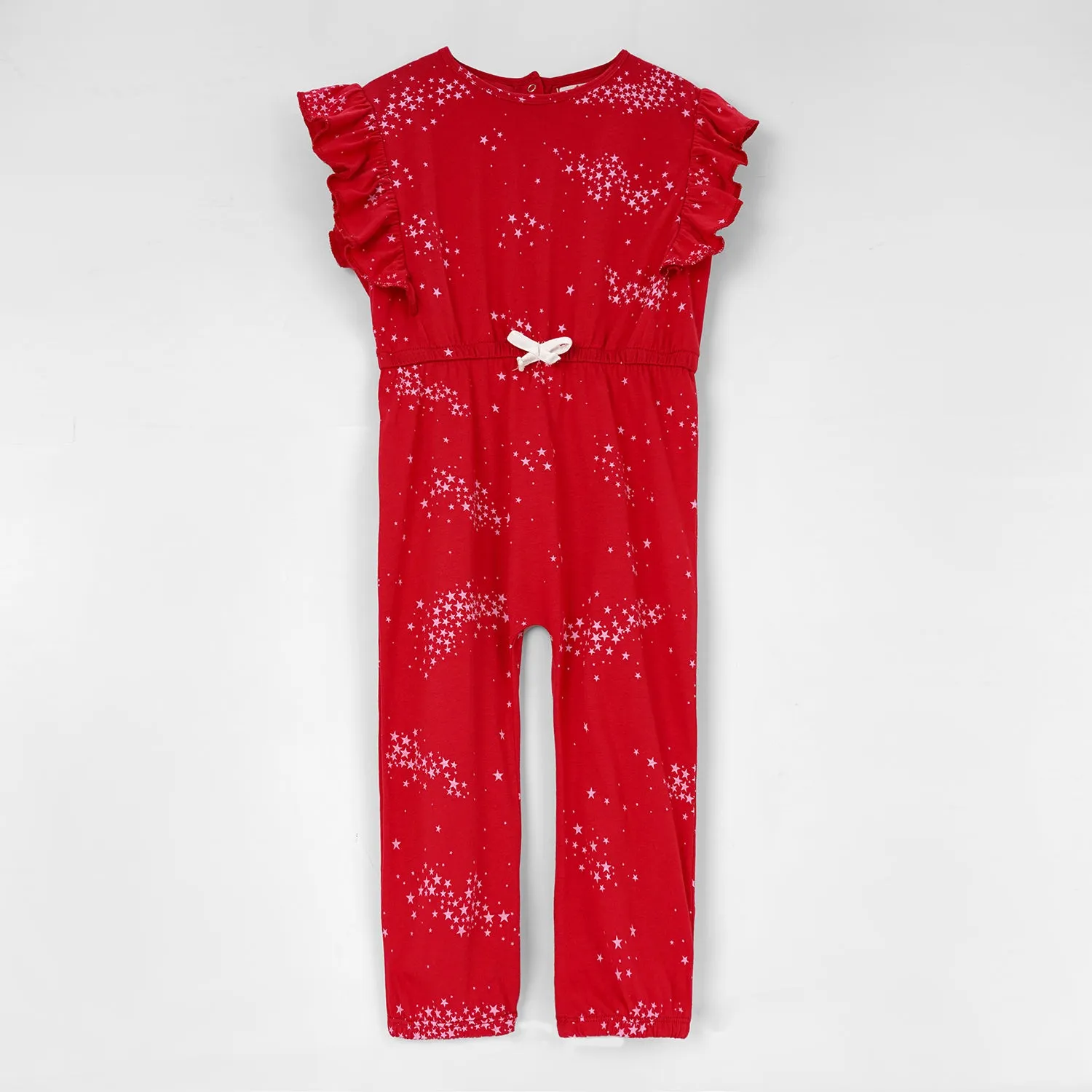 Girls Fashion All Over Printed Soft Cotton Frill Jumpsuit