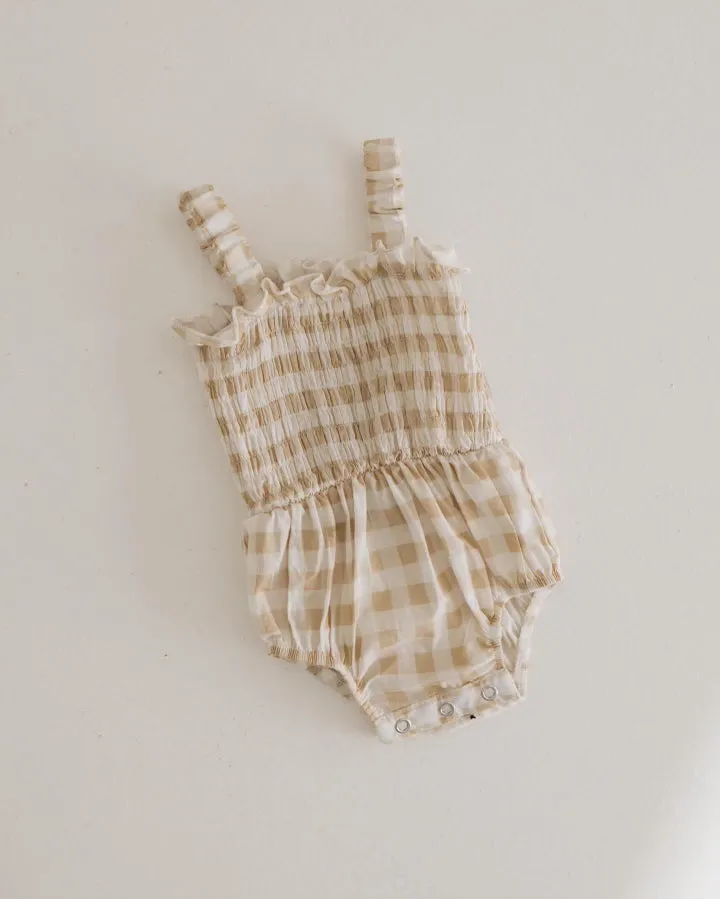 Golden Gingham | Tank Romper