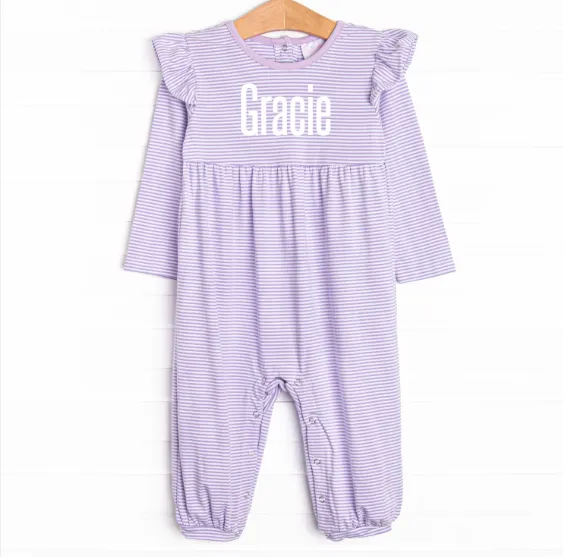 Gracie Romper, Lavender Stripe