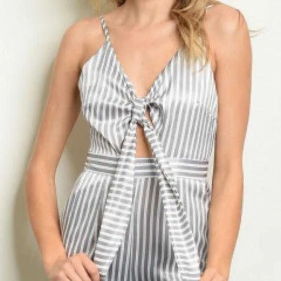 Gray Striped Jumpsuit