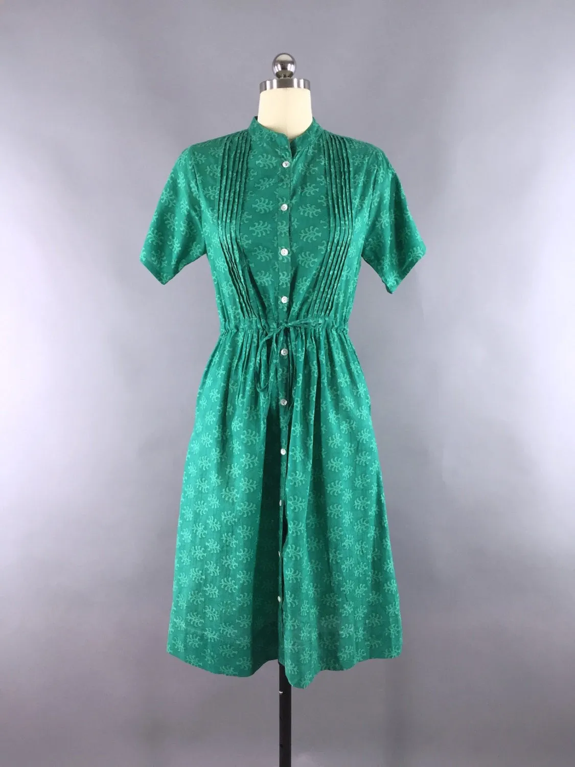 Green Block Print Indian Cotton Dress