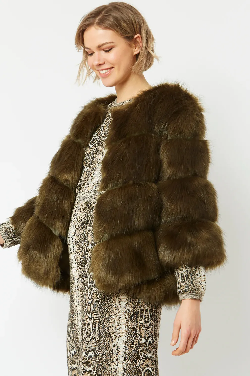 Green Faux Fur Ella Coat