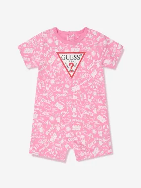 Guess Baby Girls Logo Romper in Pink