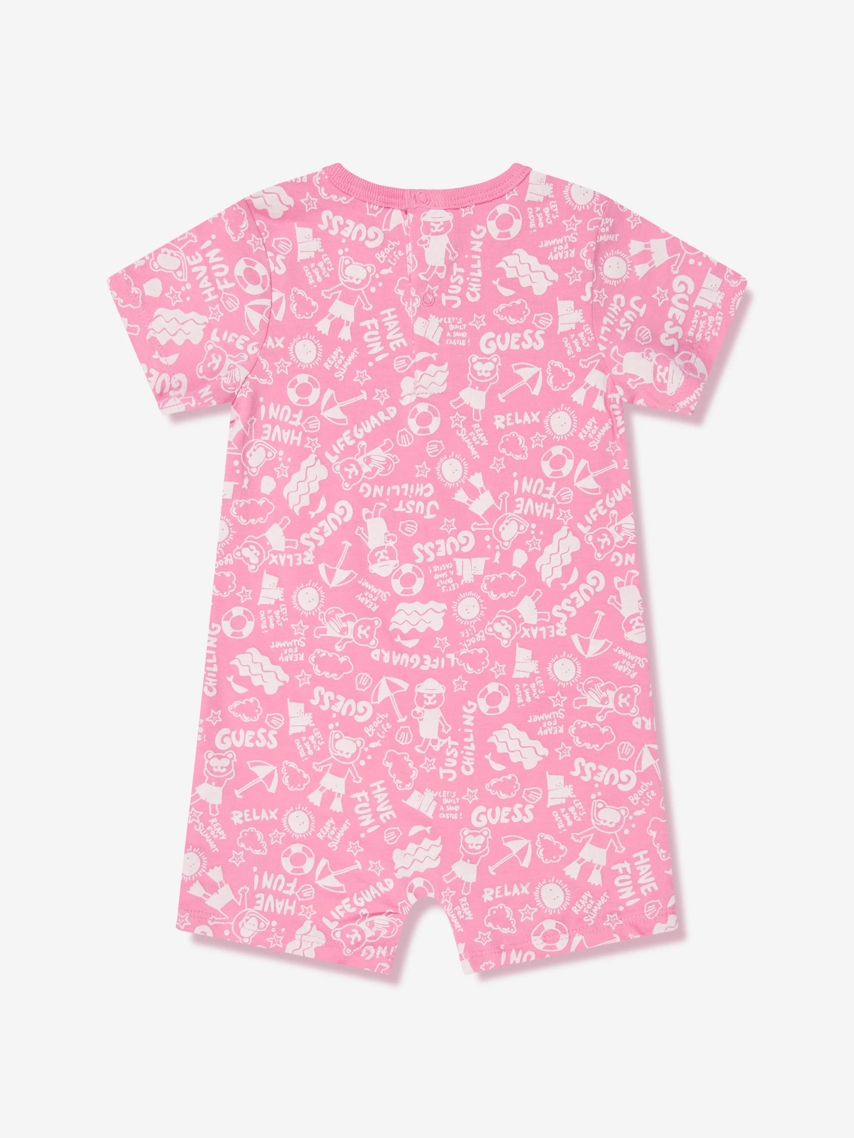 Guess Baby Girls Logo Romper in Pink