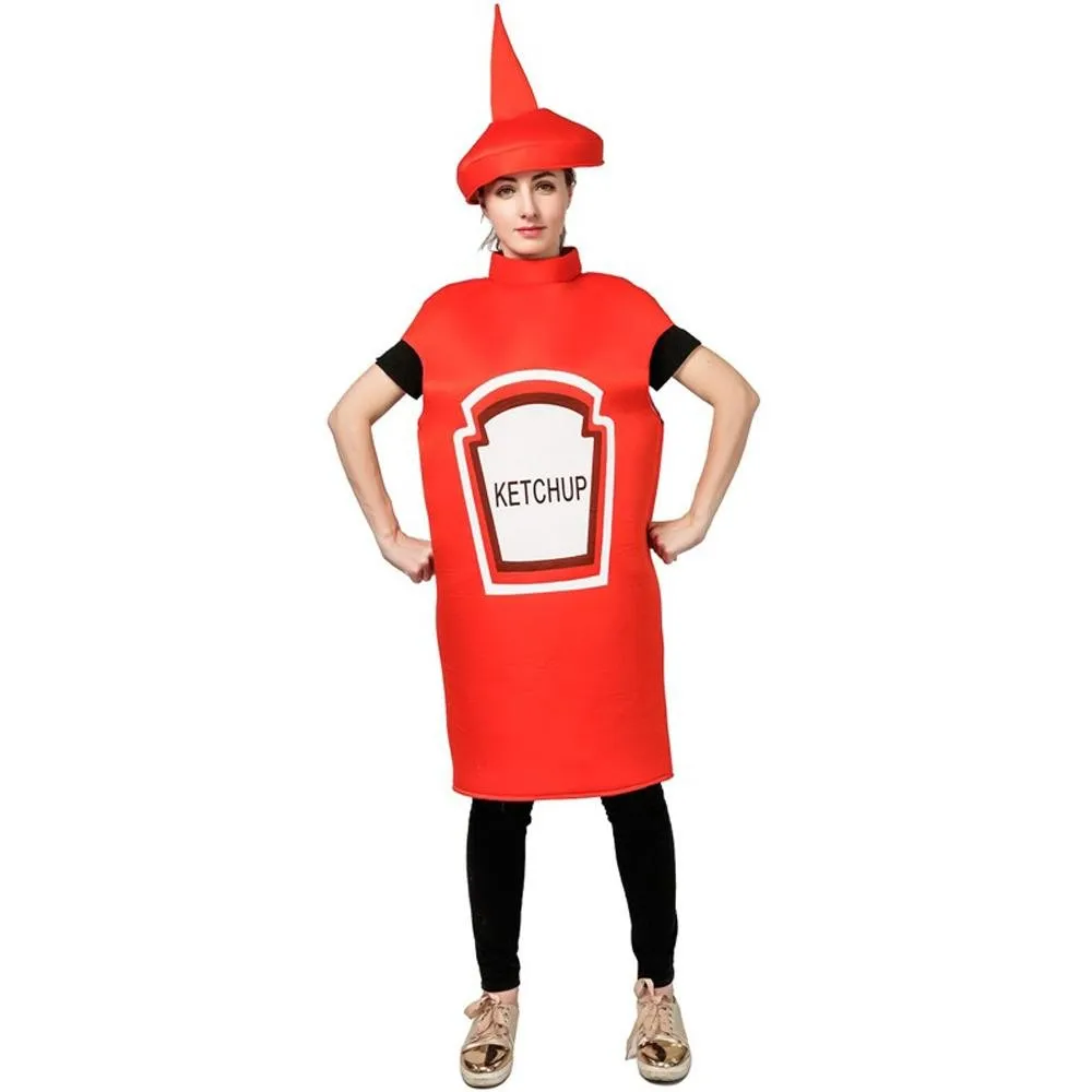 Halloween Adult Couples Mustard Ketchup jumpsuit Costume Cosplay Party