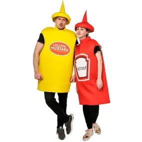 Halloween Adult Couples Mustard Ketchup jumpsuit Costume Cosplay Party