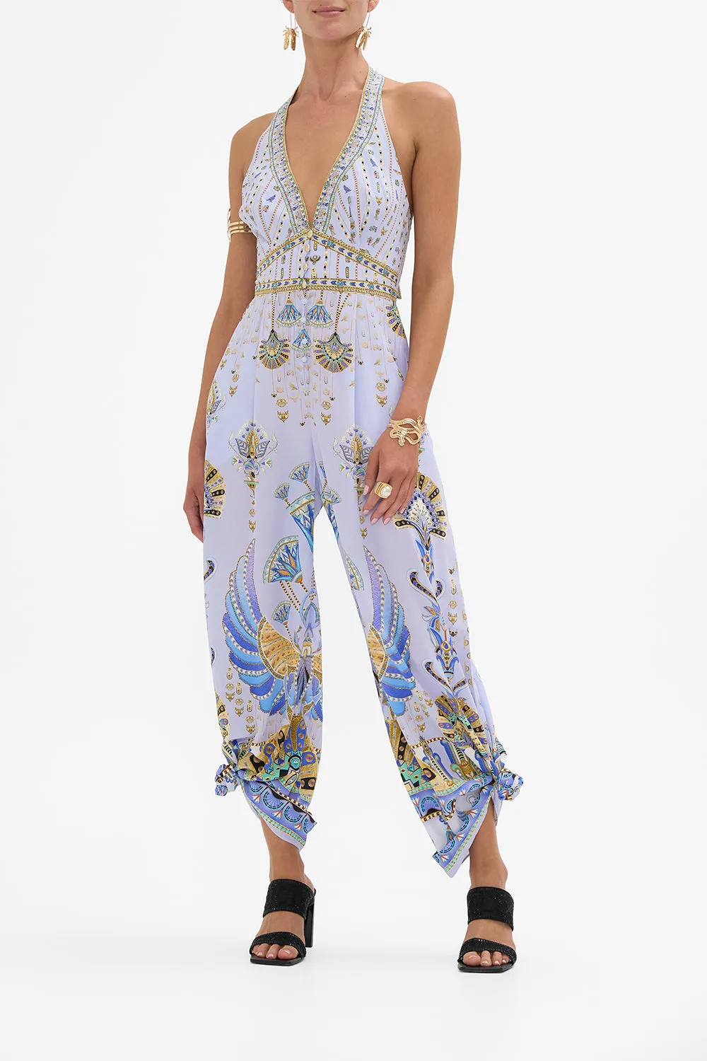 HALTERNECK JUMPSUIT WITH TIE NECK UNDER SCARAB SKIES