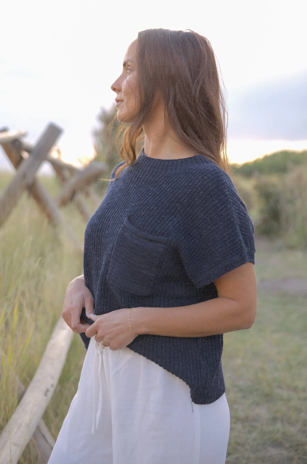 Haven Blue Short Sleeve Sweater