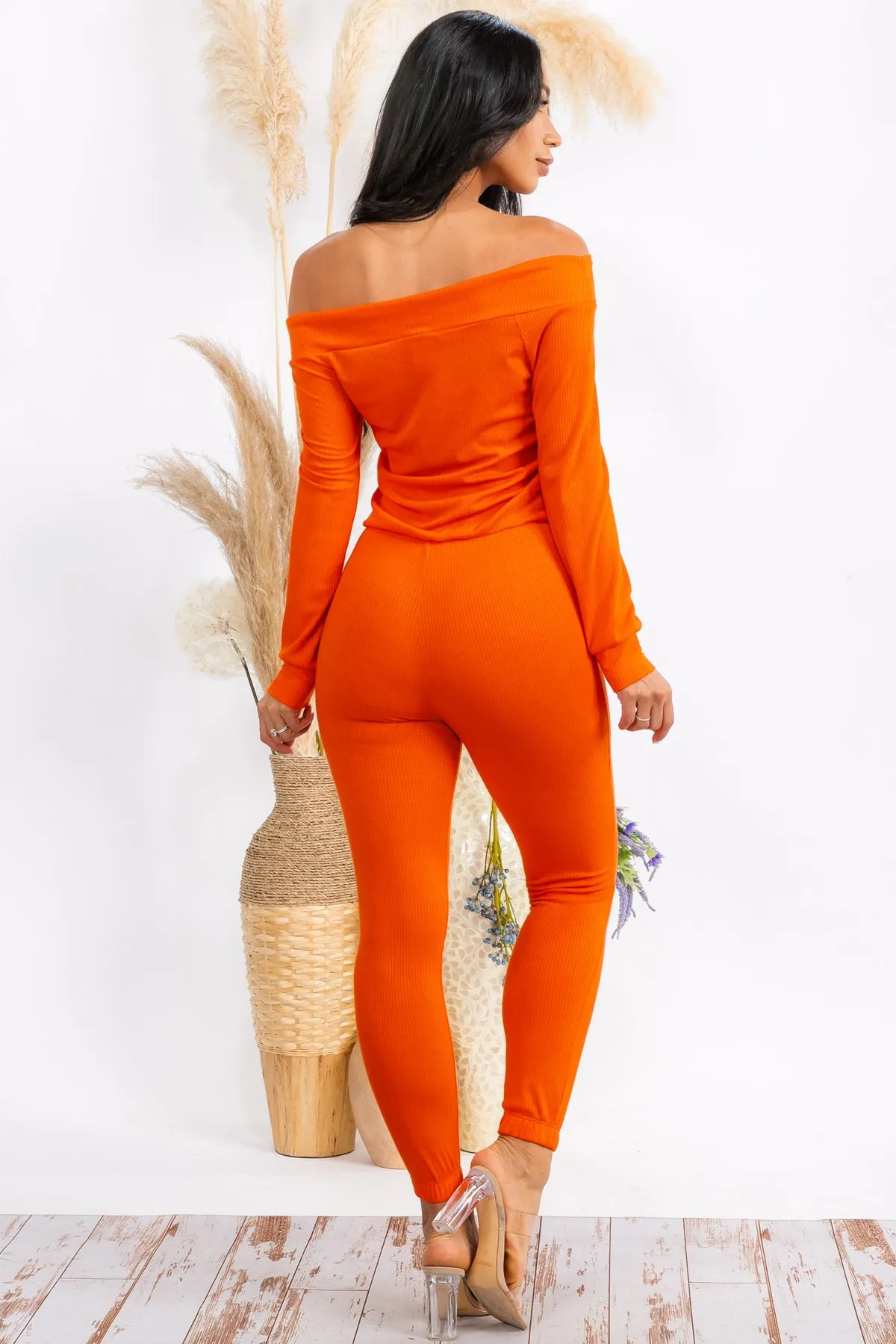 HH620X-SOLID - OFF SHOULDER JUMPSUIT