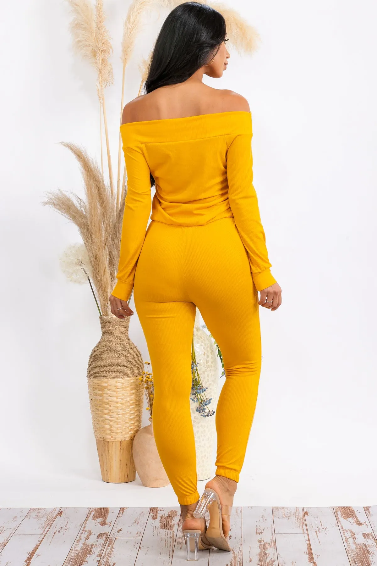 HH620X-SOLID - OFF SHOULDER JUMPSUIT