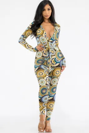 HH626R-GEO - LONG SLEEVE BODYCON JUMPSUIT