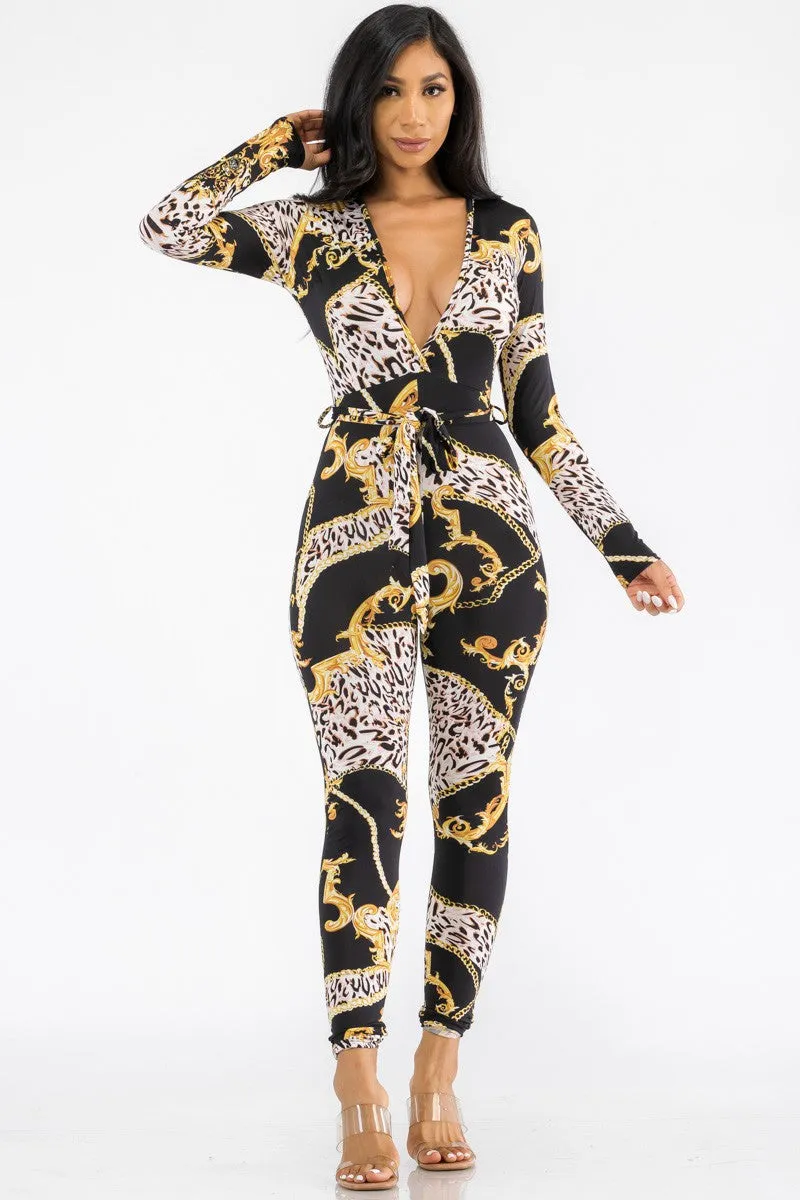 HH626R-LEOBAROQ - LONG SLEEVE BODYCON JUMPSUIT