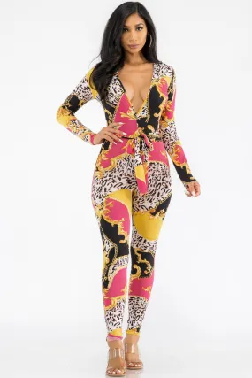 HH626R-LEOBAROQ - LONG SLEEVE BODYCON JUMPSUIT