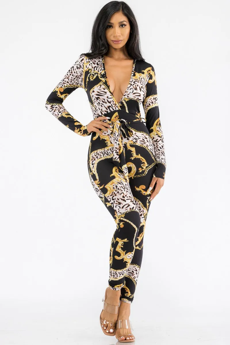 HH626R-LEOBAROQ - LONG SLEEVE BODYCON JUMPSUIT