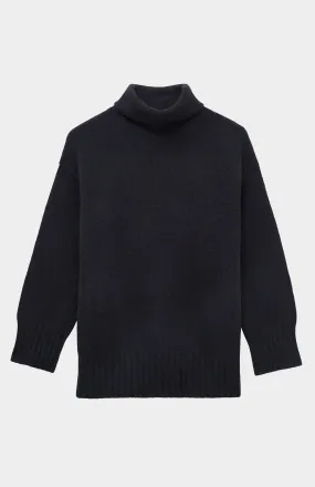 High Neck Chunky Cashmere Jumper In Black