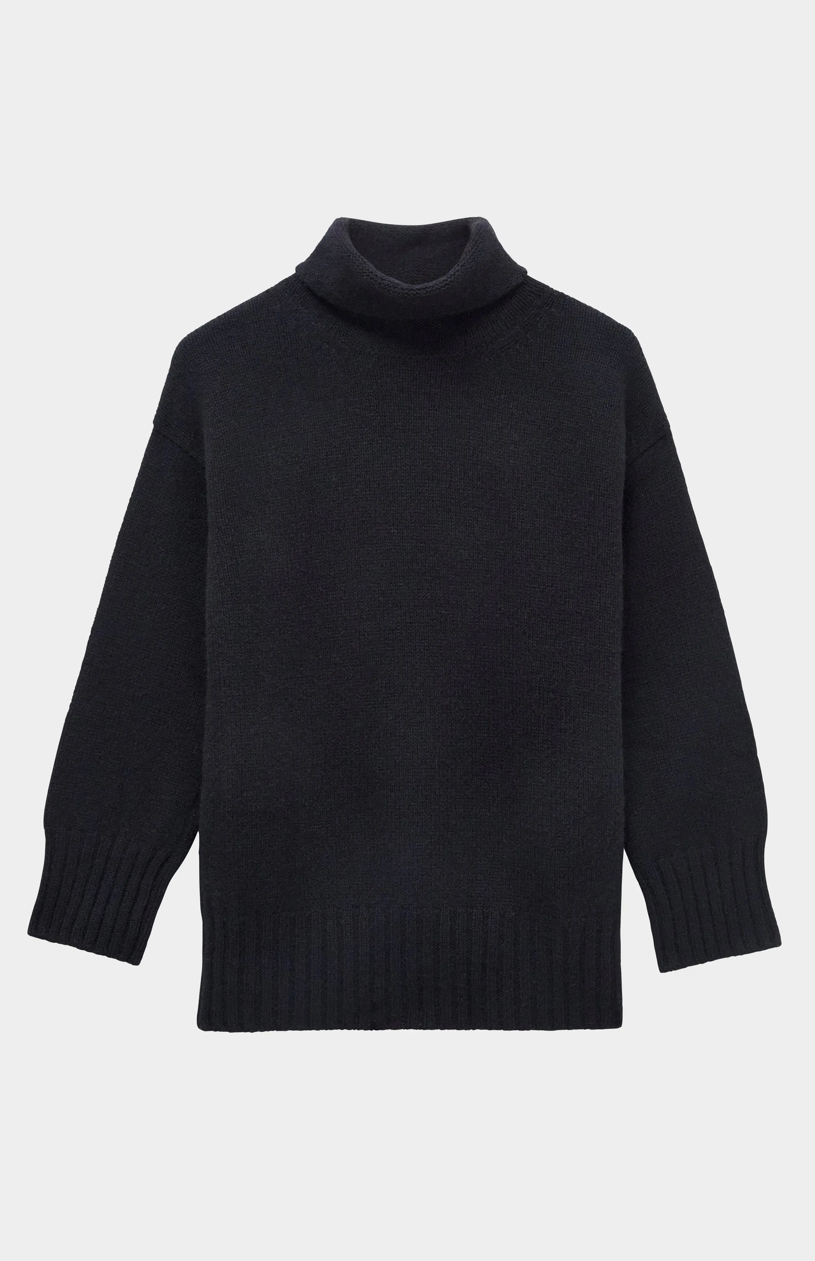 High Neck Chunky Cashmere Jumper In Black