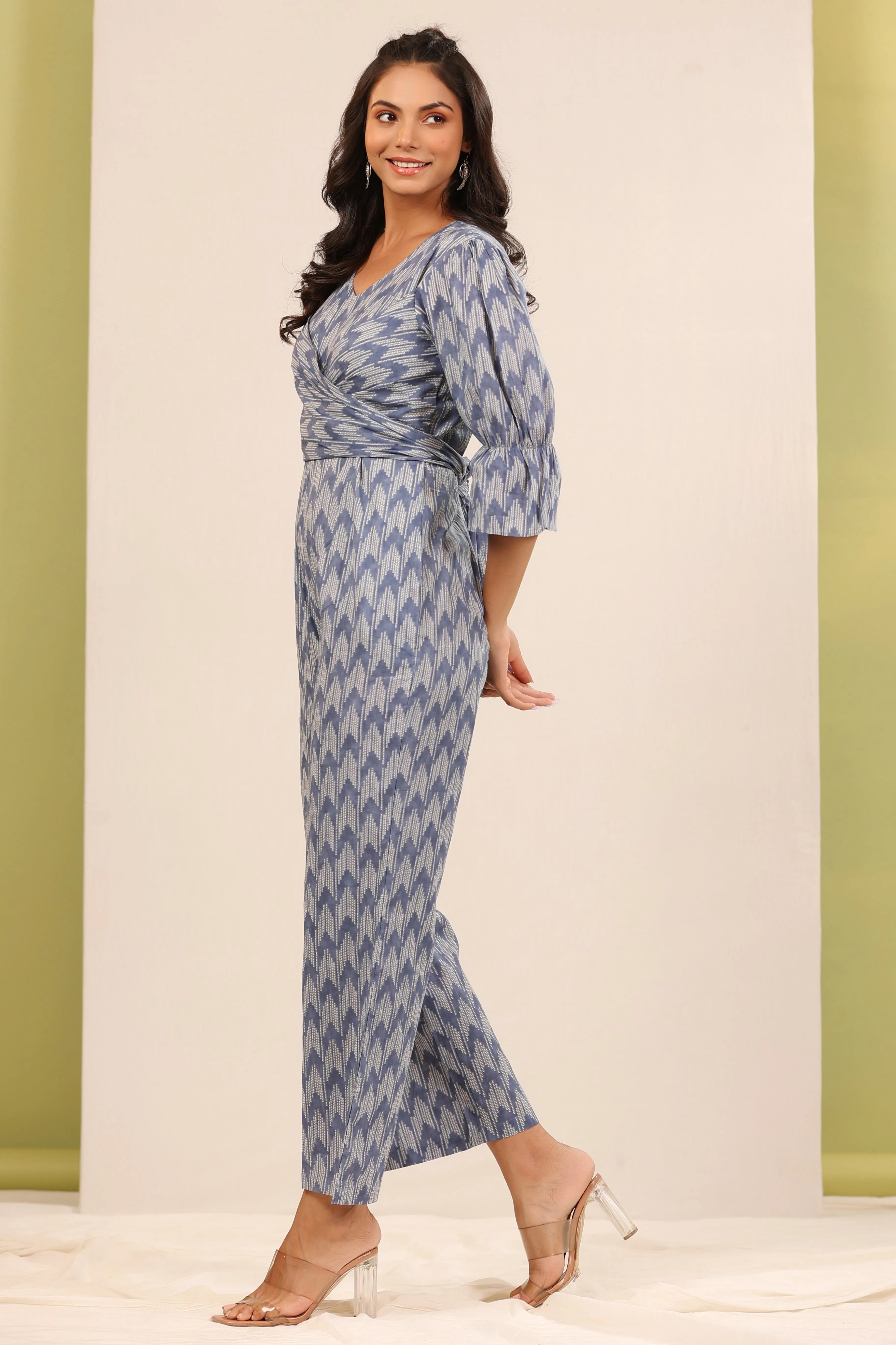 Ikat Shibori on Grey Jumpsuit