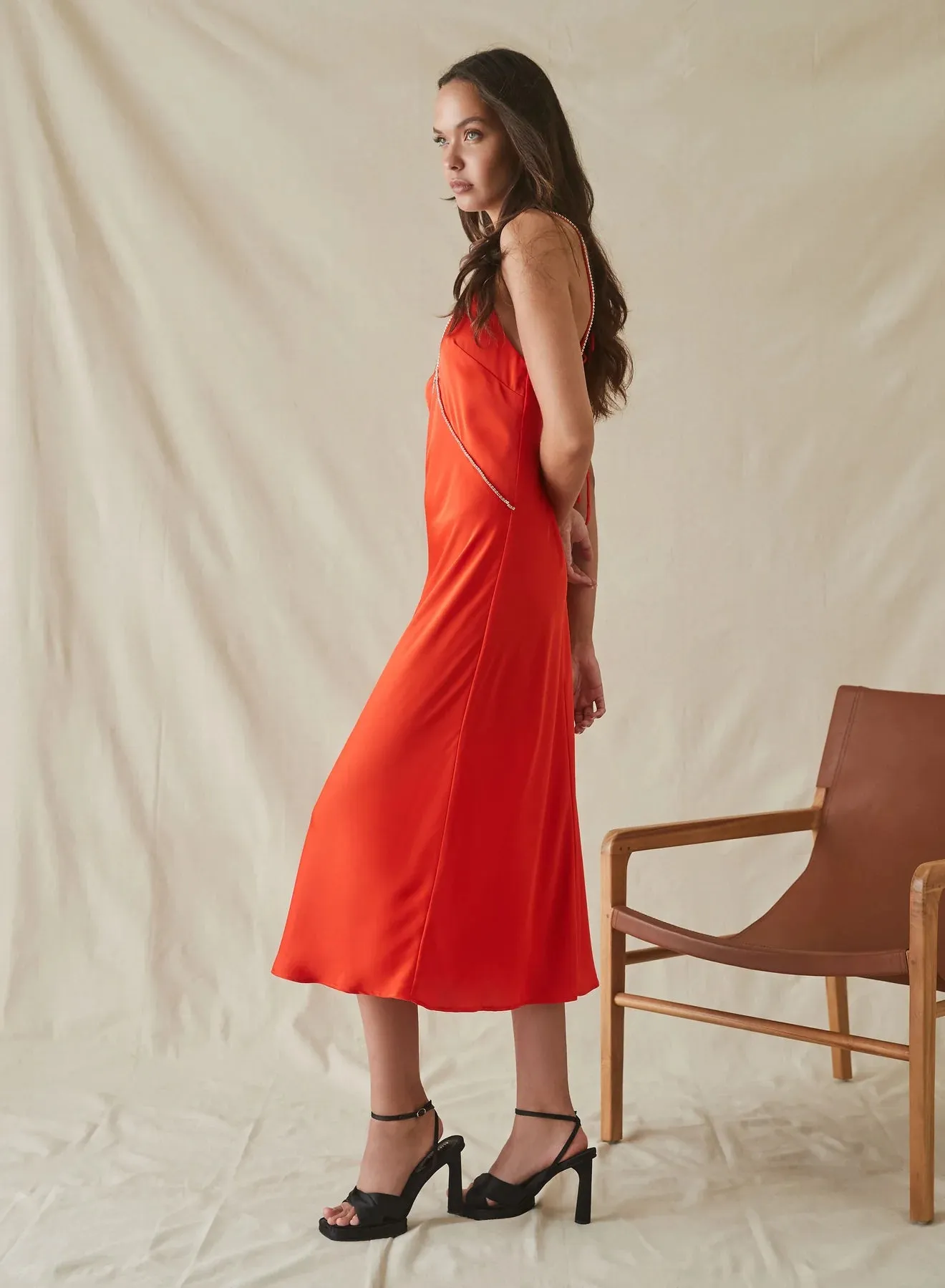 ILLUSION SLIP DRESS - FLAME