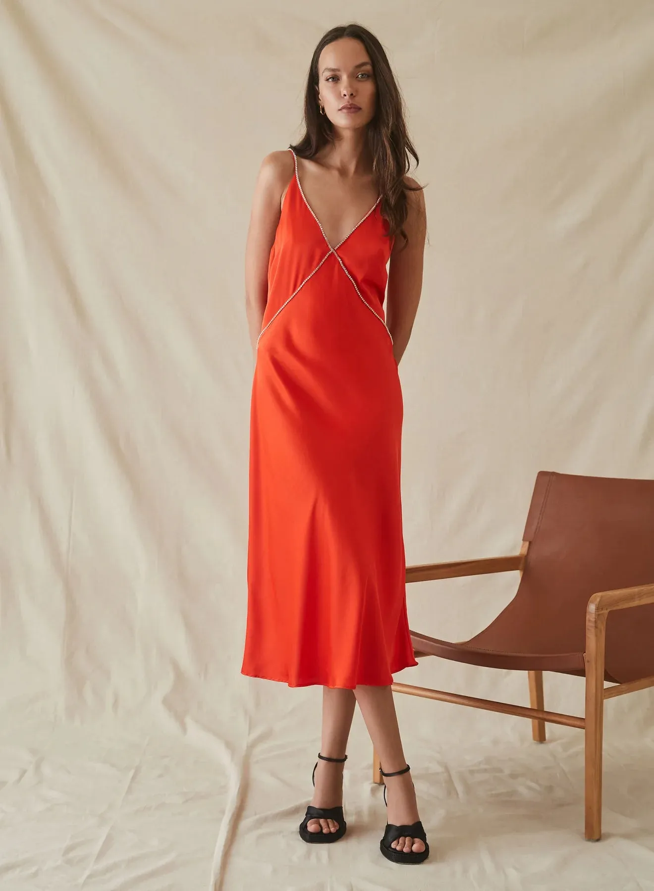 ILLUSION SLIP DRESS - FLAME