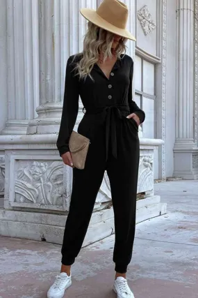 Infinite Nightfall Long Sleeve Black Jumpsuit