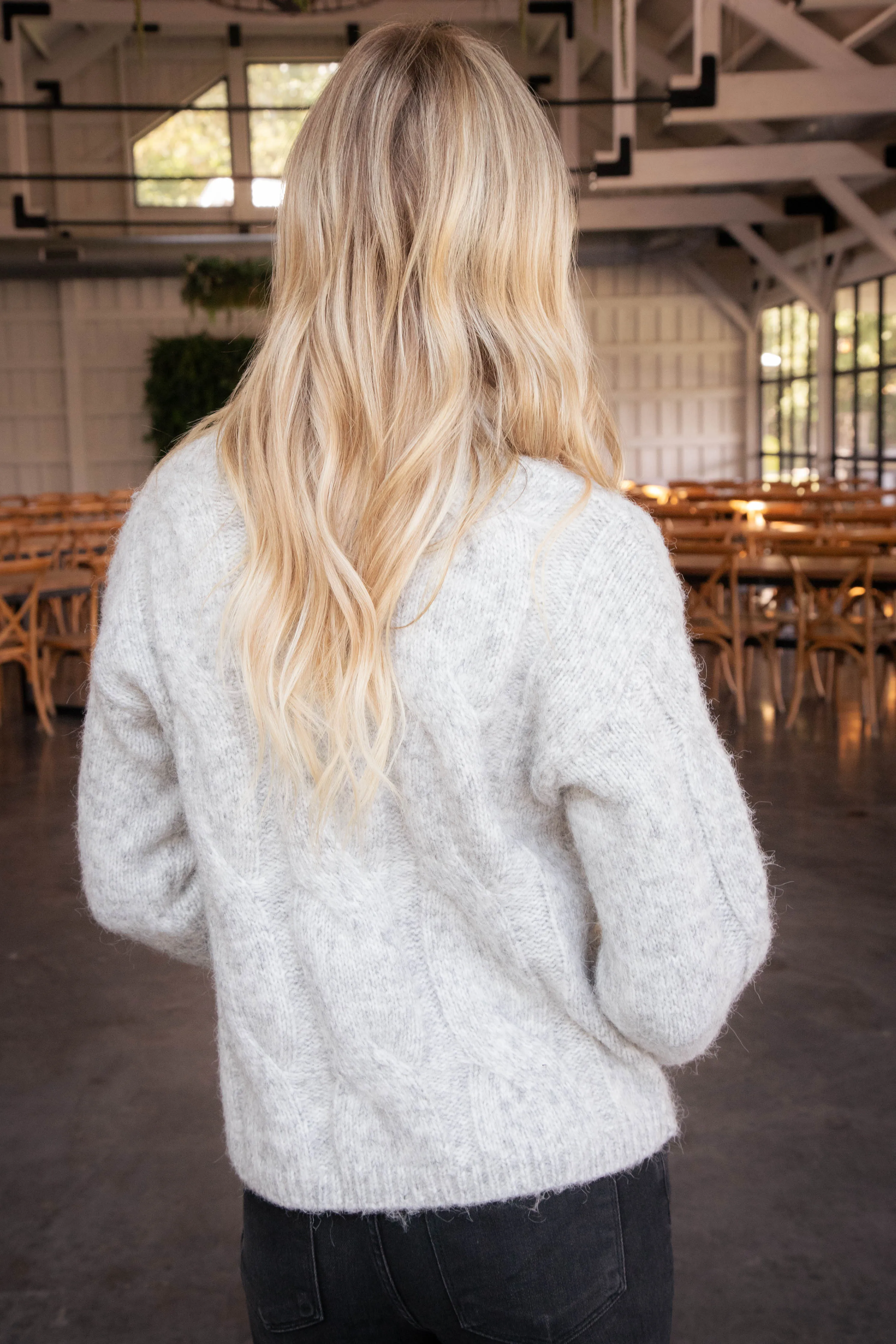 Ira Cable Knit Sweater, Heather Grey | Sanctuary