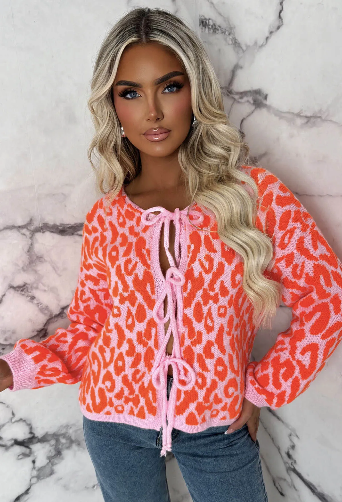 Jade Pink Leopard Tie Knot Multiway Jumper