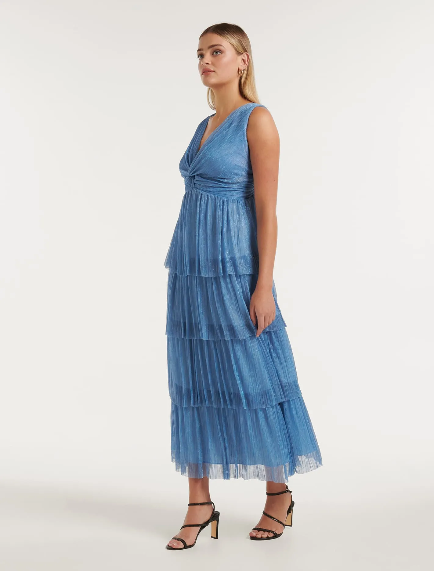 Jade Tiered Plisse Midi Dress