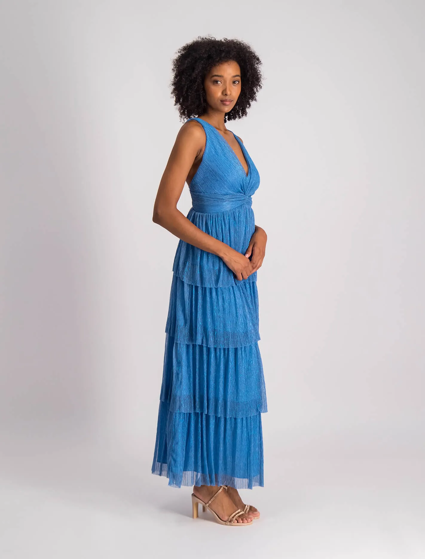 Jade Tiered Plisse Midi Dress