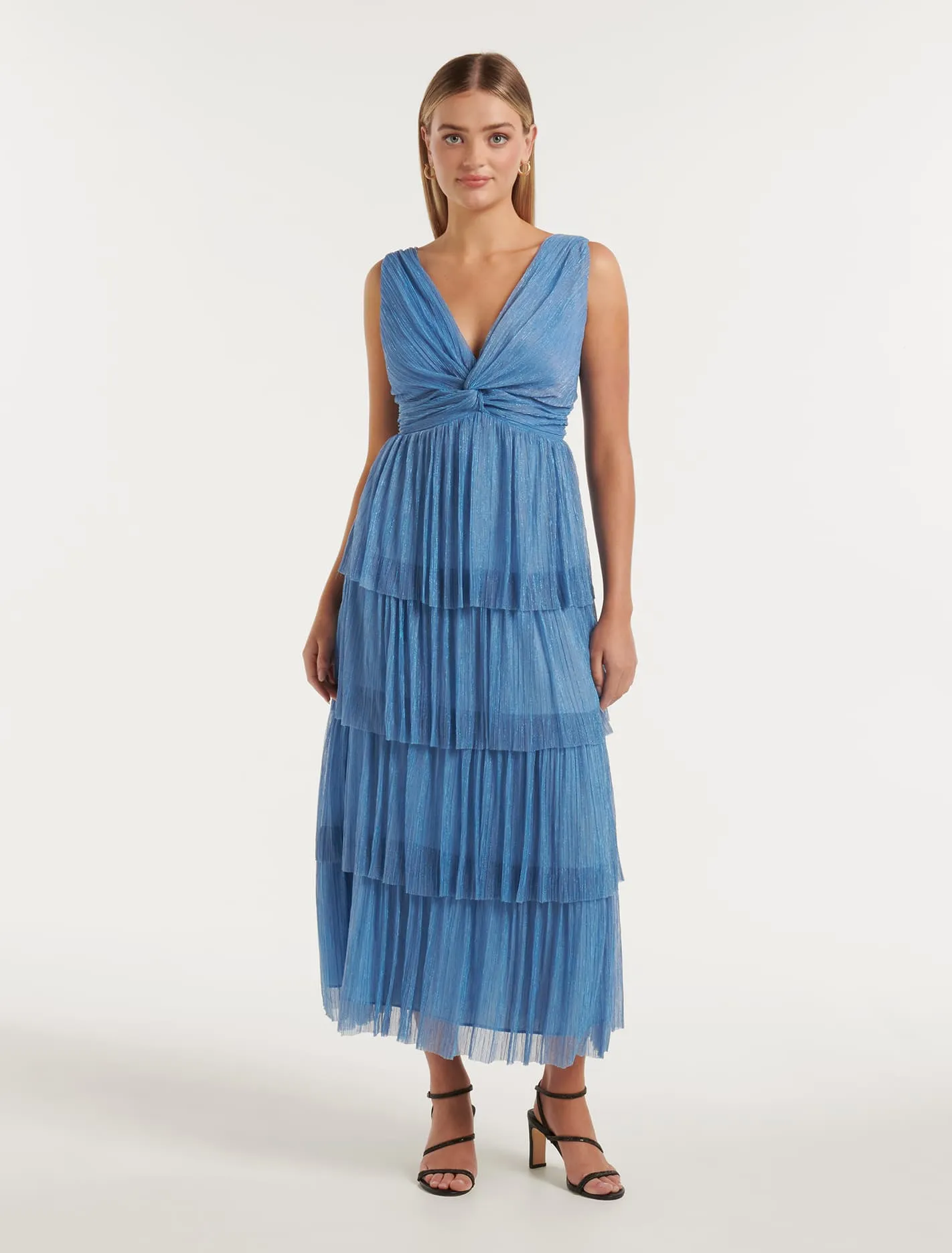 Jade Tiered Plisse Midi Dress