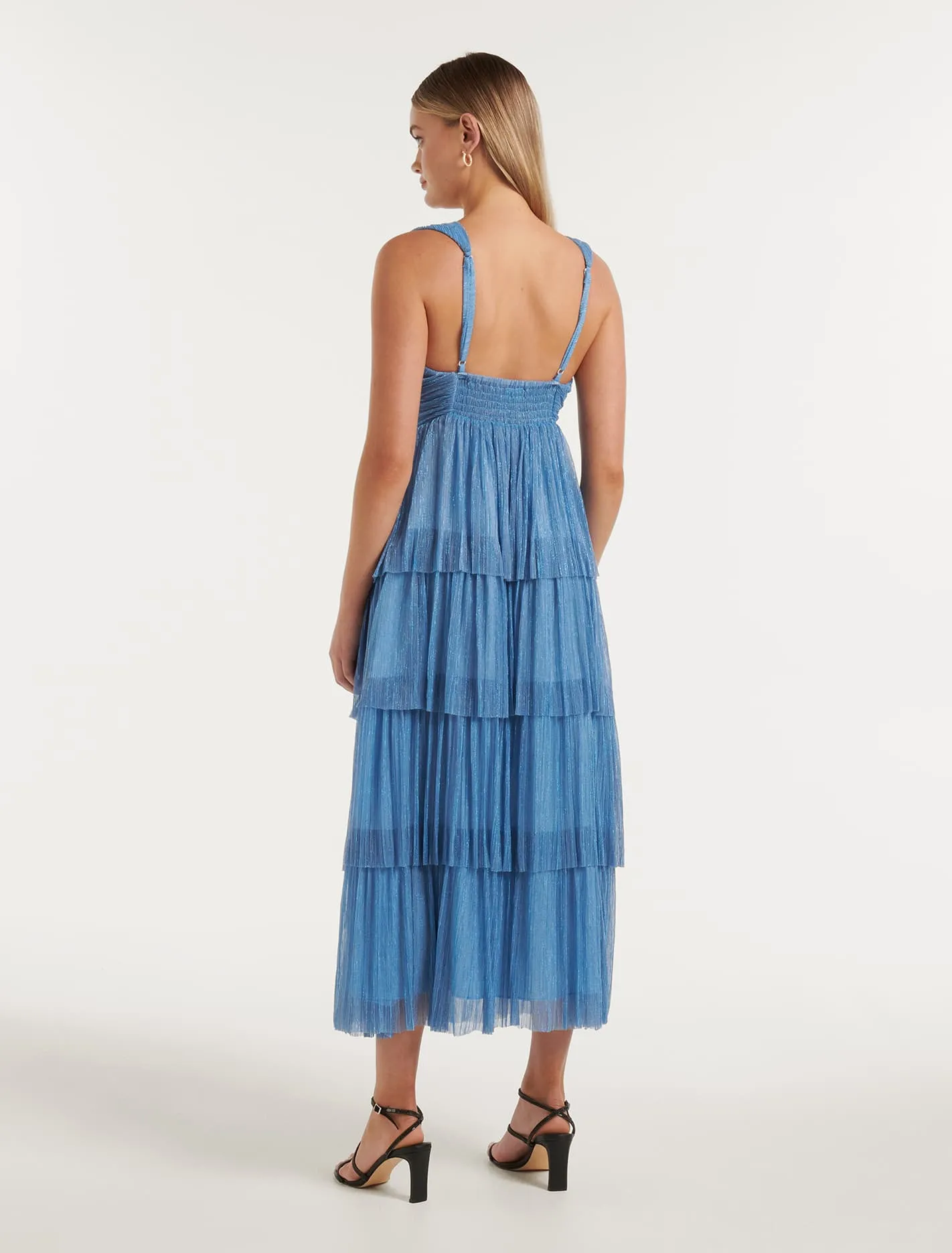 Jade Tiered Plisse Midi Dress