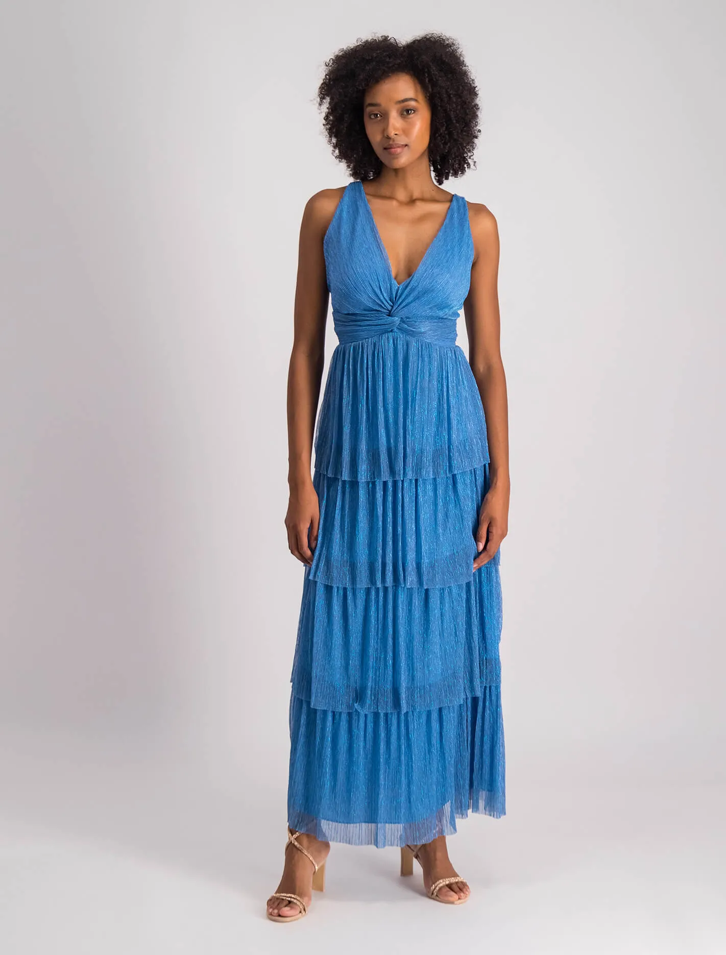 Jade Tiered Plisse Midi Dress