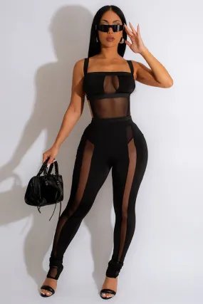 JD741 Cutout Sheer Mesh Cami Jumpsuit