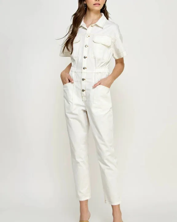 JOURNEE BUTTON DOWN JUMPSUIT