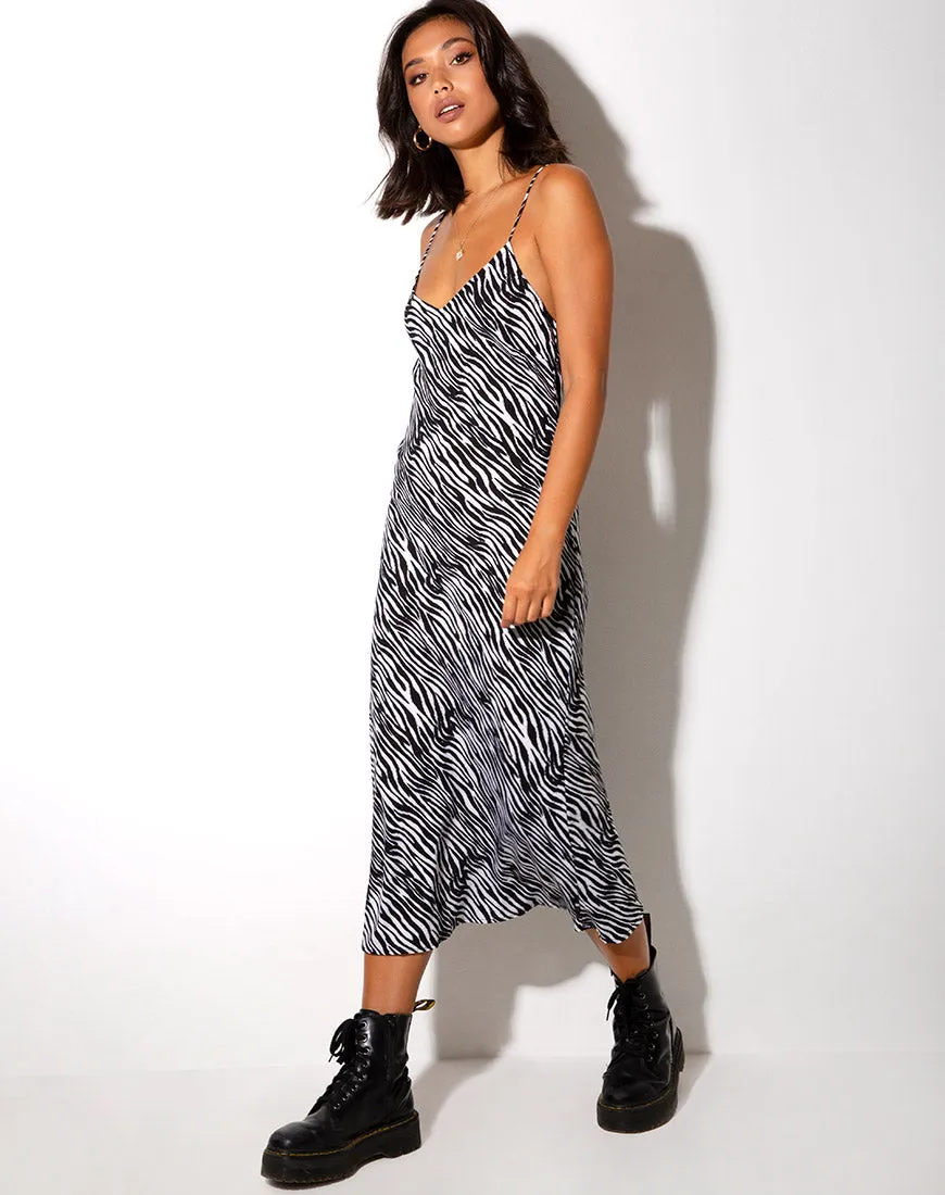 Juvina Slip Dress in Classic Zebra