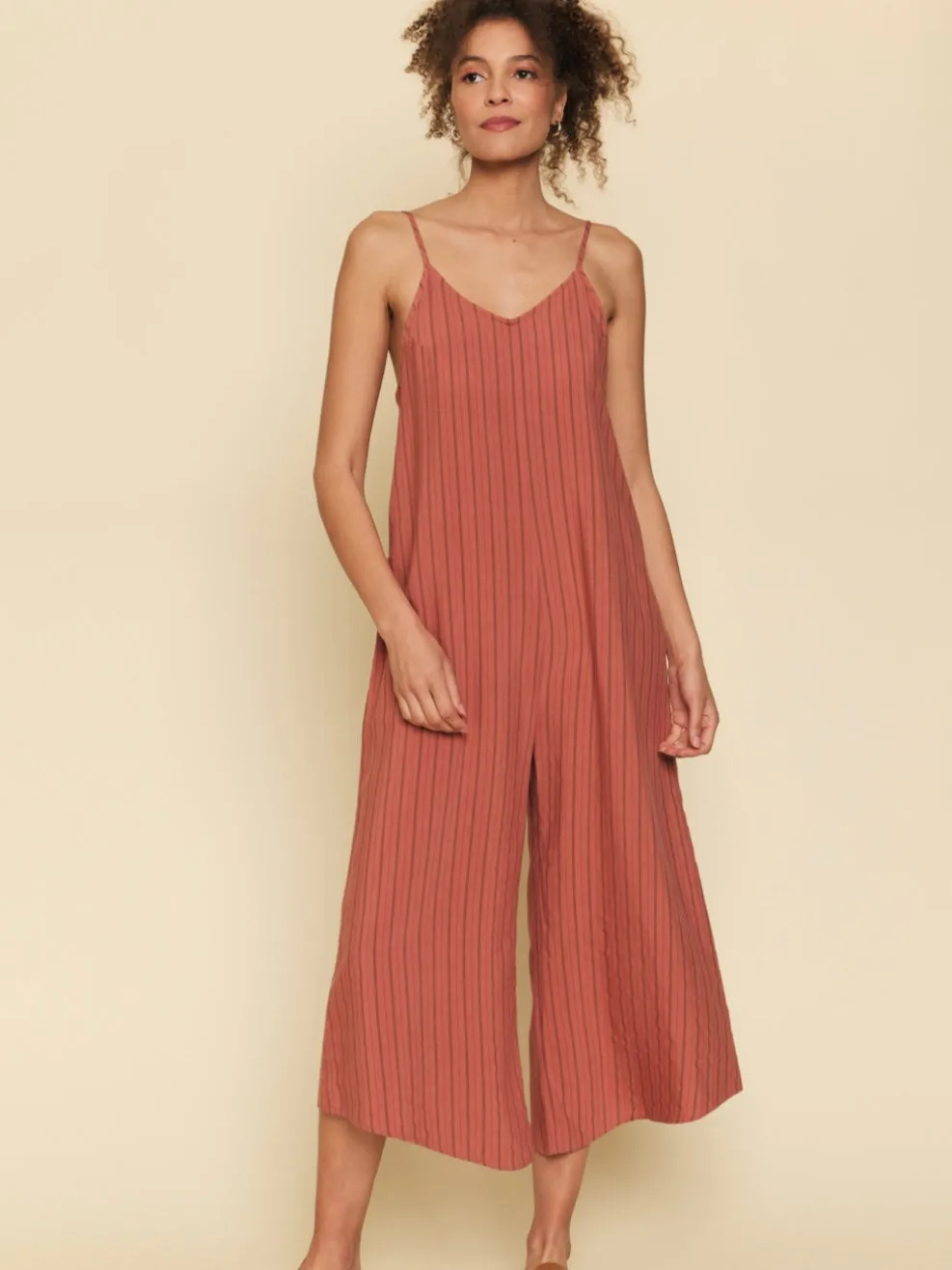 Kenna Multi Stripe Jumpsuit - Terracotta