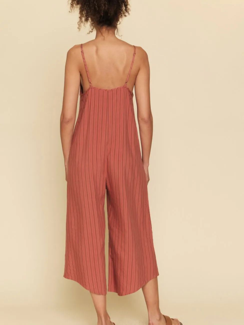 Kenna Multi Stripe Jumpsuit - Terracotta