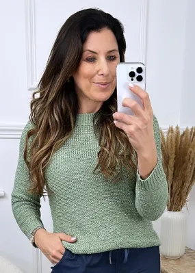 Lene Fair Green Textured Pullover