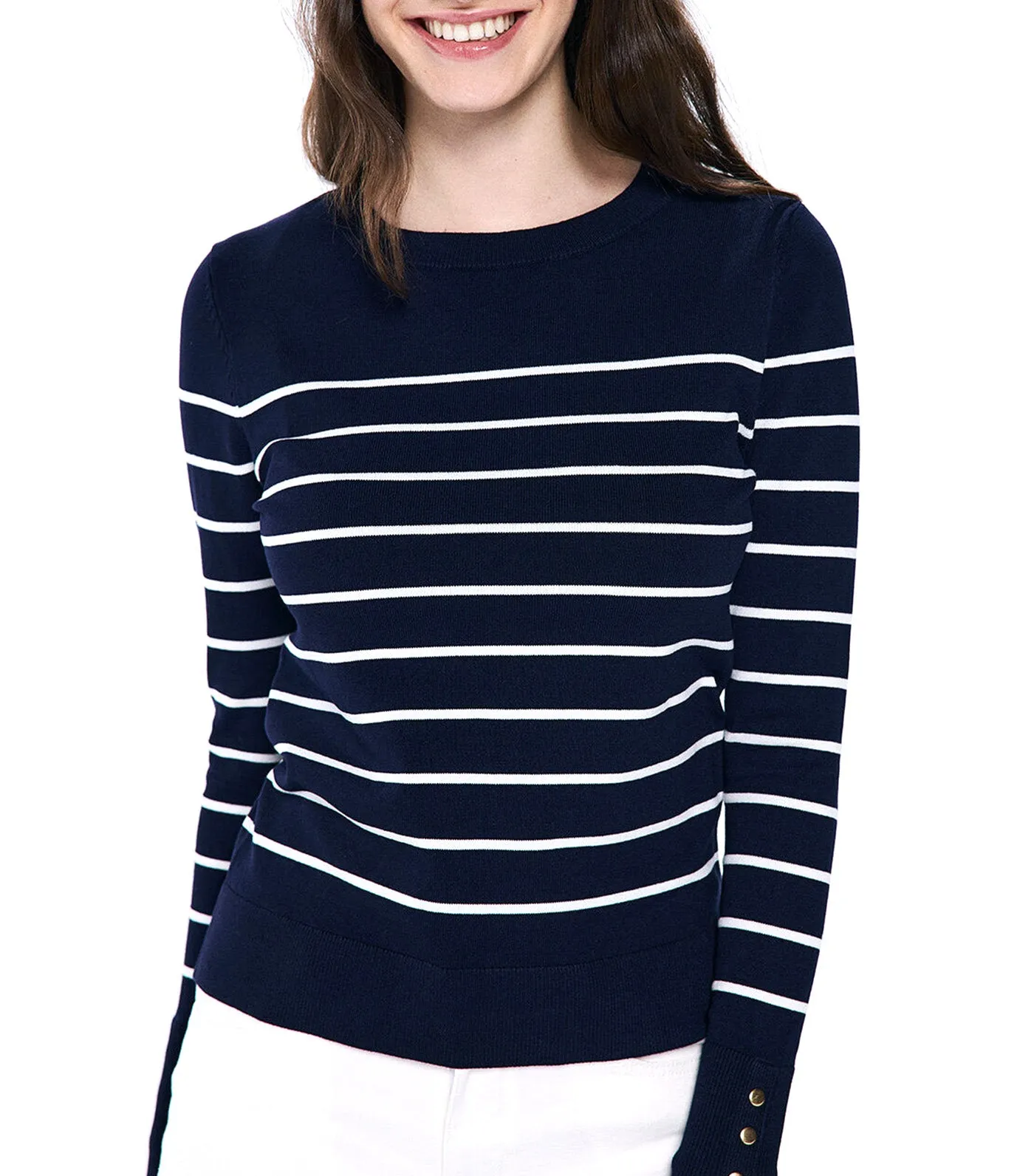 Lightweight Buttoned Cuff Jumper
 Navy