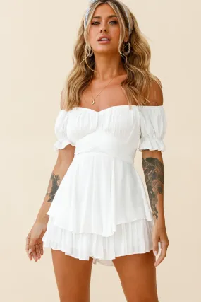 Linka Off-Shoulder Tie Back Romper White