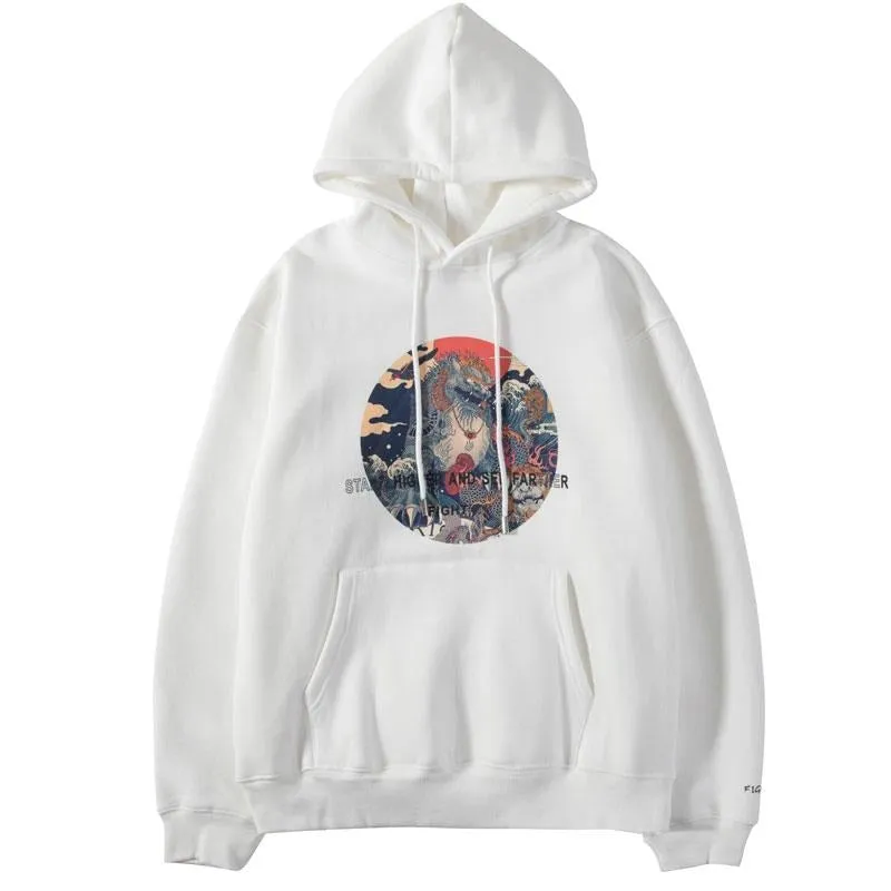 Lion Print Hooded Fleece Hoodies