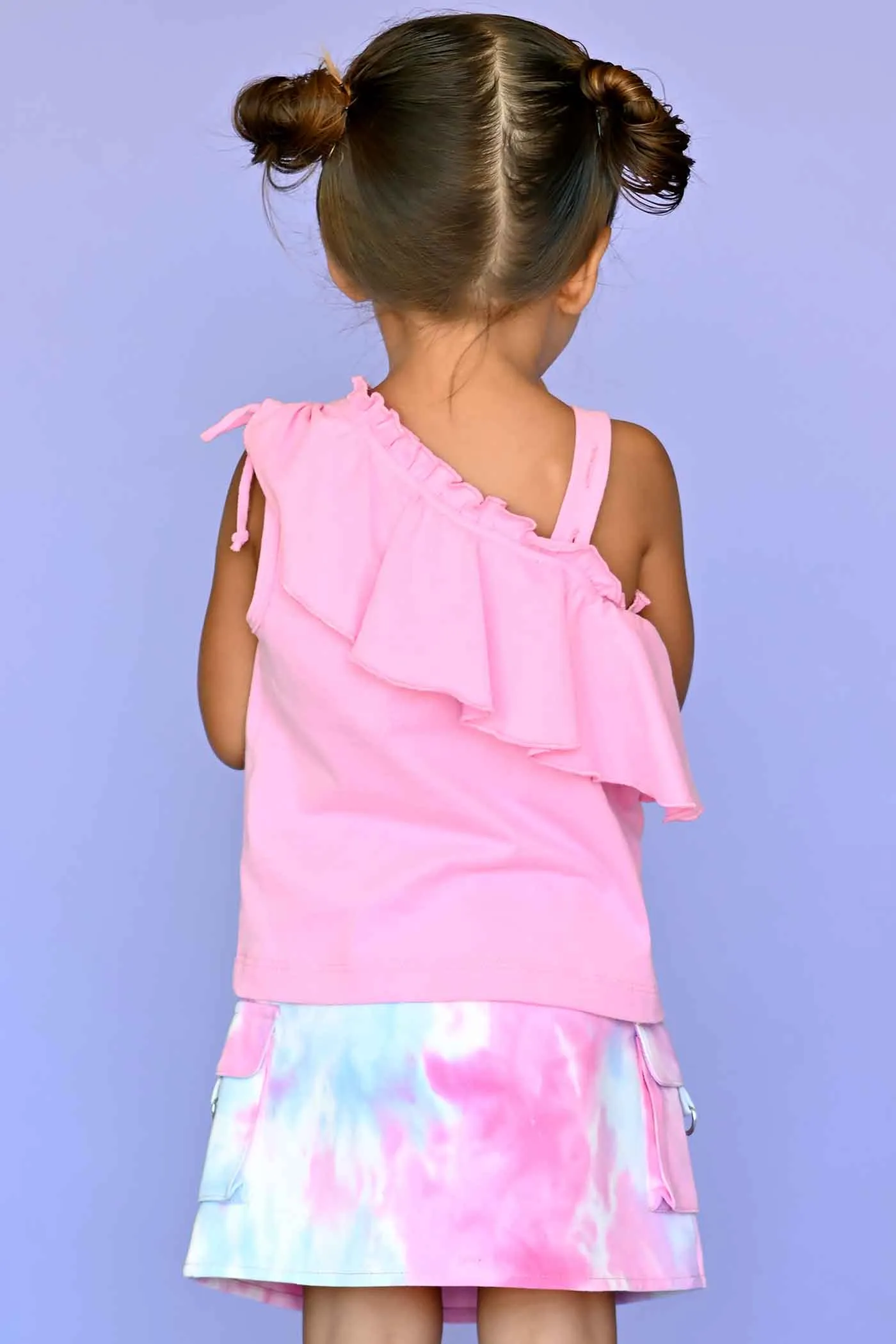 Little Girls Ruffled One Shoulder Knit Top