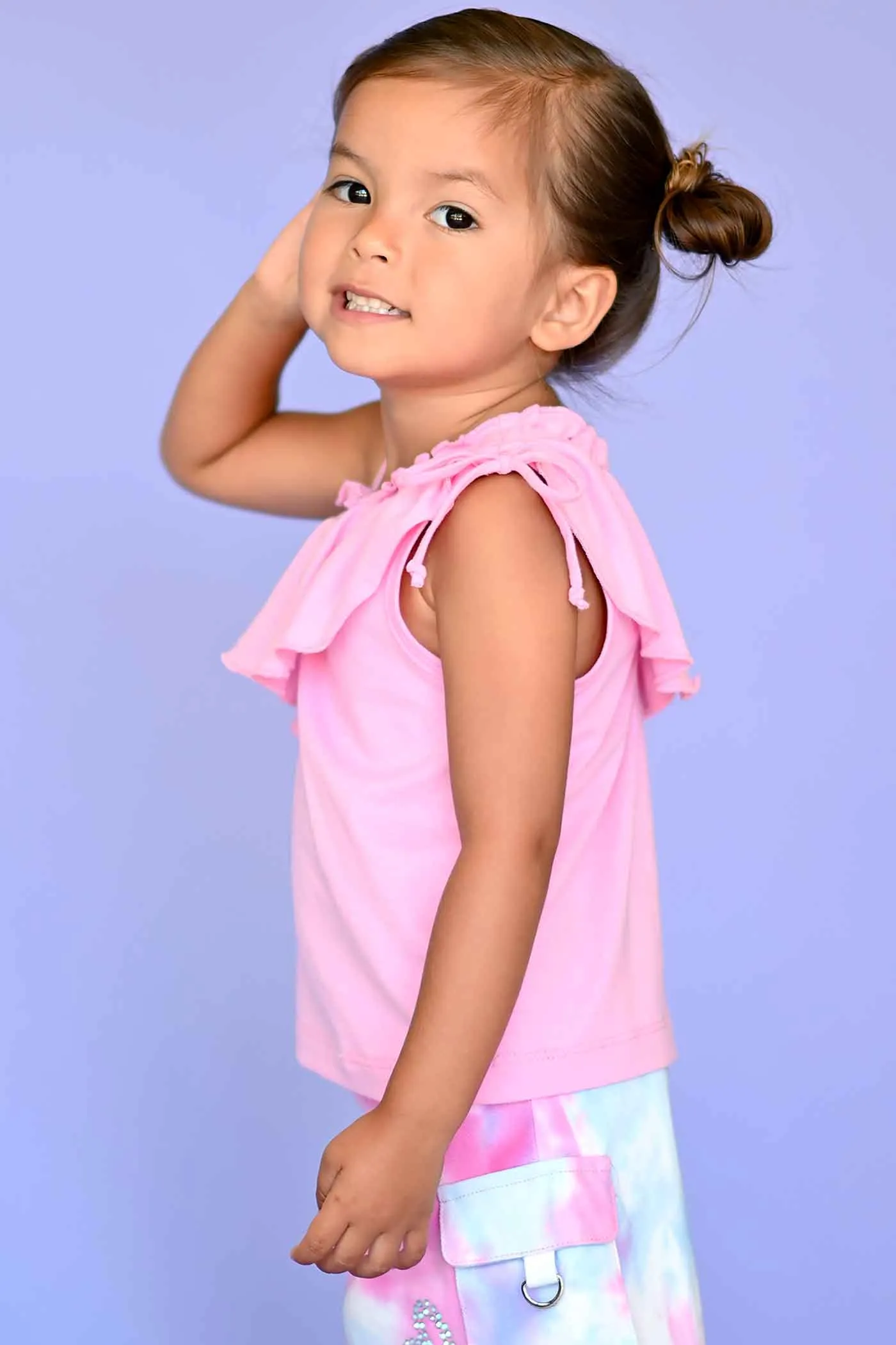 Little Girls Ruffled One Shoulder Knit Top