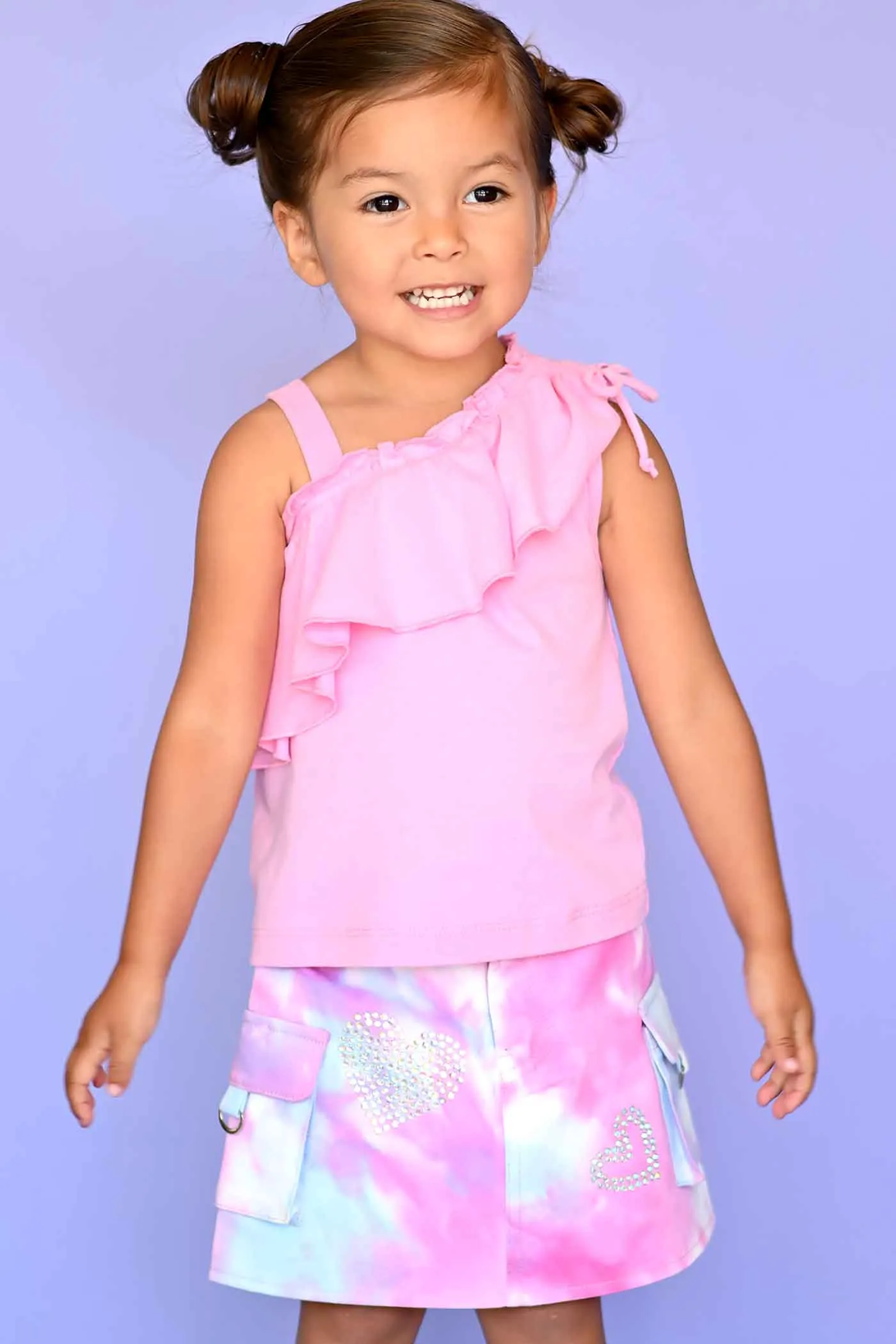 Little Girls Ruffled One Shoulder Knit Top