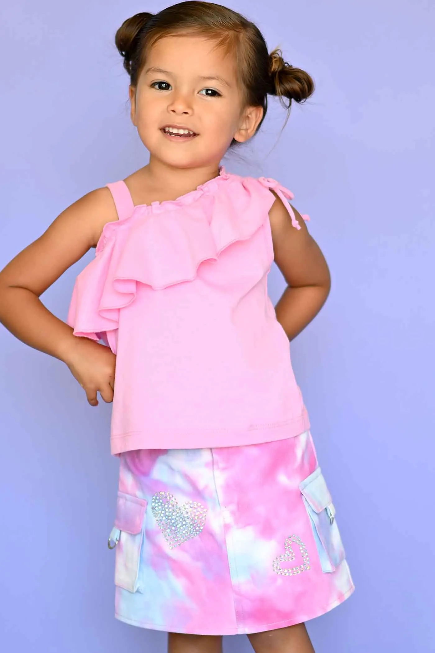 Little Girls Ruffled One Shoulder Knit Top