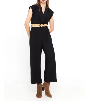 Long Jumpsuit with Belt Black