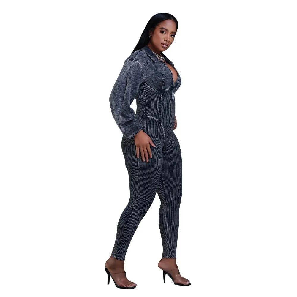 LovelyRLovely Women's V-neck Gigot Sleeve Jumpsuit